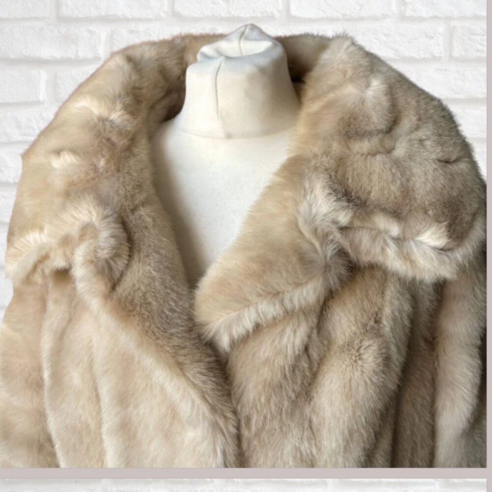 Astraka 60s 70s Cream Vintage Faux Fur Coat Jacket By Astraka Made in England